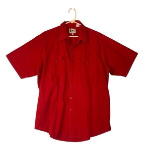 VTG Ely Cattleman red short sleeve button down Pearl snap western rodeo cowboy